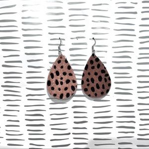 Faux fur pierced dangling earrings